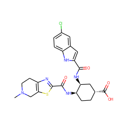 CN1CCc2nc(C(=O)N[C@@H]3CC[C@@H](C(=O)O)C[C@@H]3NC(=O)c3cc4cc(Cl)ccc4[nH]3)sc2C1 ZINC000040952817