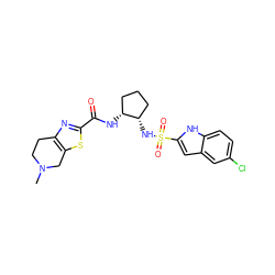 CN1CCc2nc(C(=O)N[C@@H]3CCC[C@@H]3NS(=O)(=O)c3cc4cc(Cl)ccc4[nH]3)sc2C1 ZINC000028948605