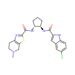 CN1CCc2nc(C(=O)N[C@@H]3CCC[C@H]3NC(=O)c3cc4cc(Cl)ccc4[nH]3)sc2C1 ZINC000028948625