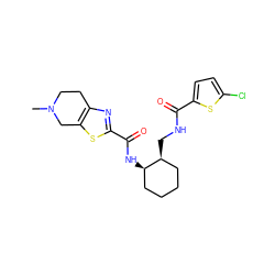 CN1CCc2nc(C(=O)N[C@@H]3CCCC[C@@H]3CNC(=O)c3ccc(Cl)s3)sc2C1 ZINC000066065923