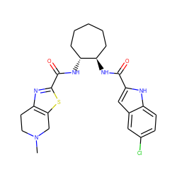 CN1CCc2nc(C(=O)N[C@@H]3CCCCC[C@H]3NC(=O)c3cc4cc(Cl)ccc4[nH]3)sc2C1 ZINC000028948629