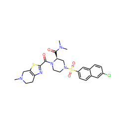 CN1CCc2nc(C(=O)N3CCN(S(=O)(=O)c4ccc5cc(Cl)ccc5c4)C[C@@H]3C(=O)N(C)C)sc2C1 ZINC000026738392