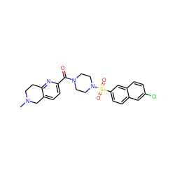 CN1CCc2nc(C(=O)N3CCN(S(=O)(=O)c4ccc5cc(Cl)ccc5c4)CC3)ccc2C1 ZINC000013584060