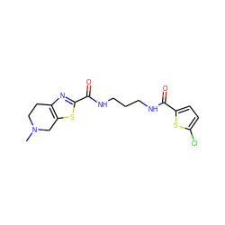 CN1CCc2nc(C(=O)NCCCNC(=O)c3ccc(Cl)s3)sc2C1 ZINC000066099995