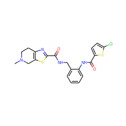 CN1CCc2nc(C(=O)NCc3ccccc3NC(=O)c3ccc(Cl)s3)sc2C1 ZINC000066065921