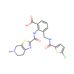 CN1CCc2nc(C(=O)Nc3c(CNC(=O)c4ccc(Cl)s4)cccc3C(=O)O)sc2C1 ZINC000073166287