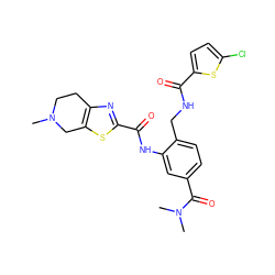 CN1CCc2nc(C(=O)Nc3cc(C(=O)N(C)C)ccc3CNC(=O)c3ccc(Cl)s3)sc2C1 ZINC000073166215