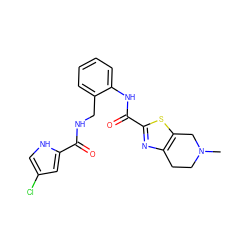 CN1CCc2nc(C(=O)Nc3ccccc3CNC(=O)c3cc(Cl)c[nH]3)sc2C1 ZINC000066075999