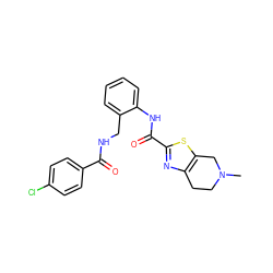 CN1CCc2nc(C(=O)Nc3ccccc3CNC(=O)c3ccc(Cl)cc3)sc2C1 ZINC000066075992