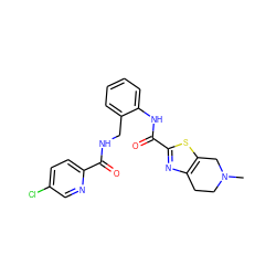 CN1CCc2nc(C(=O)Nc3ccccc3CNC(=O)c3ccc(Cl)cn3)sc2C1 ZINC000066066086