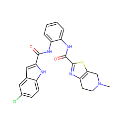 CN1CCc2nc(C(=O)Nc3ccccc3NC(=O)c3cc4cc(Cl)ccc4[nH]3)sc2C1 ZINC000071329918