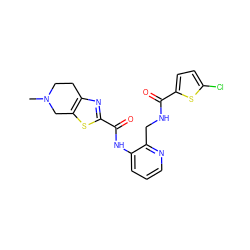 CN1CCc2nc(C(=O)Nc3cccnc3CNC(=O)c3ccc(Cl)s3)sc2C1 ZINC000066066085