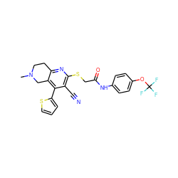 CN1CCc2nc(SCC(=O)Nc3ccc(OC(F)(F)F)cc3)c(C#N)c(-c3cccs3)c2C1 ZINC000019852668