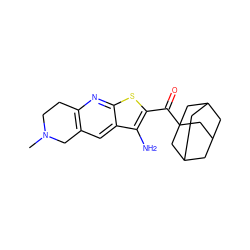 CN1CCc2nc3sc(C(=O)C45CC6CC(CC(C6)C4)C5)c(N)c3cc2C1 ZINC000020458944