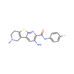 CN1CCc2sc3nc(C(=O)Nc4ccc(F)cc4)c(N)cc3c2C1 ZINC000022708802