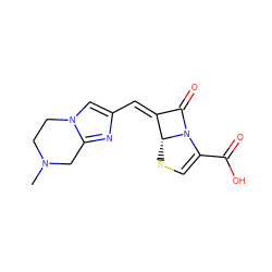 CN1CCn2cc(/C=C3/C(=O)N4C(C(=O)O)=CS[C@H]34)nc2C1 ZINC000034717631