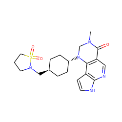 CN1CN([C@H]2CC[C@H](CN3CCCS3(=O)=O)CC2)c2c(cnc3[nH]ccc23)C1=O ZINC001772585060