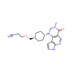 CN1CN([C@H]2CC[C@H](COCCC#N)CC2)c2c(cnc3[nH]ccc23)C1=O ZINC001772606919