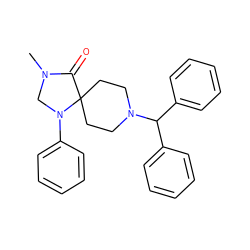 CN1CN(c2ccccc2)C2(CCN(C(c3ccccc3)c3ccccc3)CC2)C1=O ZINC000034341831