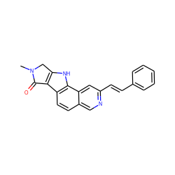 CN1Cc2[nH]c3c(ccc4cnc(/C=C/c5ccccc5)cc43)c2C1=O ZINC000072140833