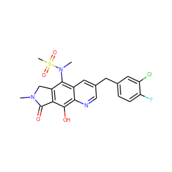 CN1Cc2c(c(O)c3ncc(Cc4ccc(F)c(Cl)c4)cc3c2N(C)S(C)(=O)=O)C1=O ZINC000040863357