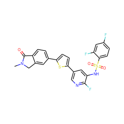 CN1Cc2cc(-c3ccc(-c4cnc(F)c(NS(=O)(=O)c5ccc(F)cc5F)c4)s3)ccc2C1=O ZINC000145571726