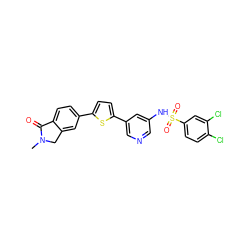 CN1Cc2cc(-c3ccc(-c4cncc(NS(=O)(=O)c5ccc(Cl)c(Cl)c5)c4)s3)ccc2C1=O ZINC000145537381