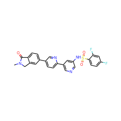 CN1Cc2cc(-c3ccc(-c4cncc(NS(=O)(=O)c5ccc(F)cc5F)c4)nc3)ccc2C1=O ZINC000145636368