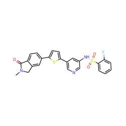 CN1Cc2cc(-c3ccc(-c4cncc(NS(=O)(=O)c5ccccc5F)c4)s3)ccc2C1=O ZINC000145425994