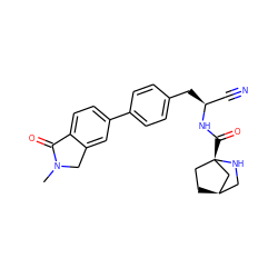 CN1Cc2cc(-c3ccc(C[C@@H](C#N)NC(=O)[C@@]45CC[C@H](CN4)C5)cc3)ccc2C1=O ZINC000169710015