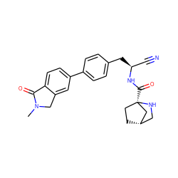 CN1Cc2cc(-c3ccc(C[C@@H](C#N)NC(=O)[C@]45CC[C@@H](CN4)C5)cc3)ccc2C1=O ZINC000169710020