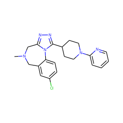 CN1Cc2cc(Cl)ccc2-n2c(nnc2C2CCN(c3ccccn3)CC2)C1 ZINC000068009318