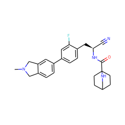 CN1Cc2ccc(-c3ccc(C[C@@H](C#N)NC(=O)C45CCC(CC4)CN5)c(F)c3)cc2C1 ZINC000169710023