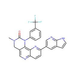 CN1Cc2cnc3ccc(-c4cnc5[nH]ccc5c4)nc3c2N(c2cccc(C(F)(F)F)c2)C1=O ZINC000149798153