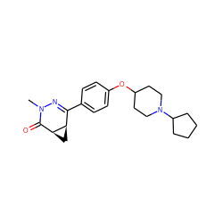 CN1N=C(c2ccc(OC3CCN(C4CCCC4)CC3)cc2)[C@H]2C[C@H]2C1=O ZINC000103260427