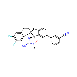 CN1O[C@@]2(N=C1N)c1cc(-c3cccc(C#N)c3)ccc1C[C@@]21CCc2cc(F)c(F)cc2C1 ZINC000169700358