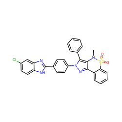 CN1c2c(nn(-c3ccc(-c4nc5cc(Cl)ccc5[nH]4)cc3)c2-c2ccccc2)-c2ccccc2S1(=O)=O ZINC000169307442