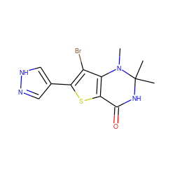 CN1c2c(sc(-c3cn[nH]c3)c2Br)C(=O)NC1(C)C ZINC000114218269