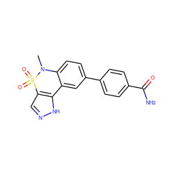 CN1c2ccc(-c3ccc(C(N)=O)cc3)cc2-c2[nH]ncc2S1(=O)=O ZINC000095587459