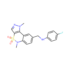 CN1c2ccc(CNc3ccc(F)cc3)cc2-c2c(cnn2C)S1(=O)=O ZINC000095586461