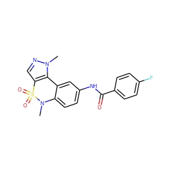 CN1c2ccc(NC(=O)c3ccc(F)cc3)cc2-c2c(cnn2C)S1(=O)=O ZINC000095588633