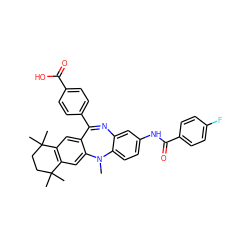 CN1c2ccc(NC(=O)c3ccc(F)cc3)cc2N=C(c2ccc(C(=O)O)cc2)c2cc3c(cc21)C(C)(C)CCC3(C)C ZINC000028824079