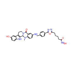 CN1c2ccc(NCc3ccc(-c4nnc(CCCCC(=O)NO)o4)cc3)cc2C(=O)N2CCc3c([nH]c4ccc(O)cc34)[C@@H]21 ZINC000473128178