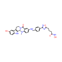 CN1c2ccc(NCc3ccc(-c4noc(CCCC(=O)NO)n4)cc3)cc2C(=O)N2CCc3c([nH]c4ccc(O)cc34)[C@H]21 ZINC000473120301