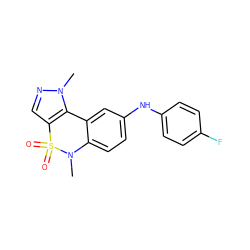 CN1c2ccc(Nc3ccc(F)cc3)cc2-c2c(cnn2C)S1(=O)=O ZINC000095590286