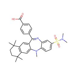 CN1c2ccc(S(=O)(=O)N(C)C)cc2N=C(c2ccc(C(=O)O)cc2)c2cc3c(cc21)C(C)(C)CCC3(C)C ZINC000028708842