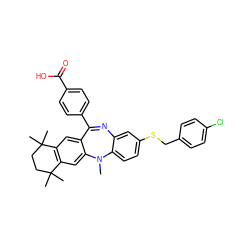 CN1c2ccc(SCc3ccc(Cl)cc3)cc2N=C(c2ccc(C(=O)O)cc2)c2cc3c(cc21)C(C)(C)CCC3(C)C ZINC000028708820