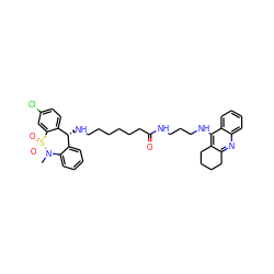 CN1c2ccccc2[C@@H](NCCCCCCC(=O)NCCCNc2c3c(nc4ccccc24)CCCC3)c2ccc(Cl)cc2S1(=O)=O ZINC001772600761