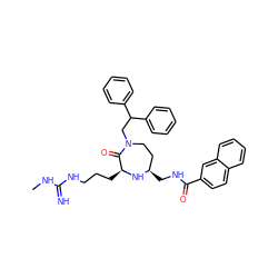 CNC(=N)NCCC[C@@H]1N[C@H](CNC(=O)c2ccc3ccccc3c2)CCN(CC(c2ccccc2)c2ccccc2)C1=O ZINC000118694072