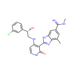 CNC(=N)c1cc(C)c2nc(-c3c(NC[C@@H](O)c4cccc(Cl)c4)cc[nH]c3=O)[nH]c2c1 ZINC000028703715